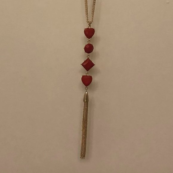 NWT Thalia Sodi long heart pendant with tassel - Picture 1 of 7
